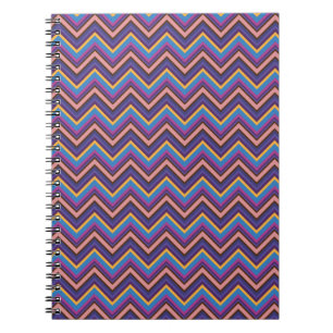 Caderno Espiral Chevron exótico em roxo, em azul, em cor-de-rosa,