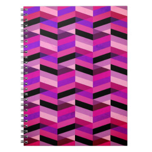 Caderno Espiral Chevron/Herringbone Abstrato Roxos e Violeta