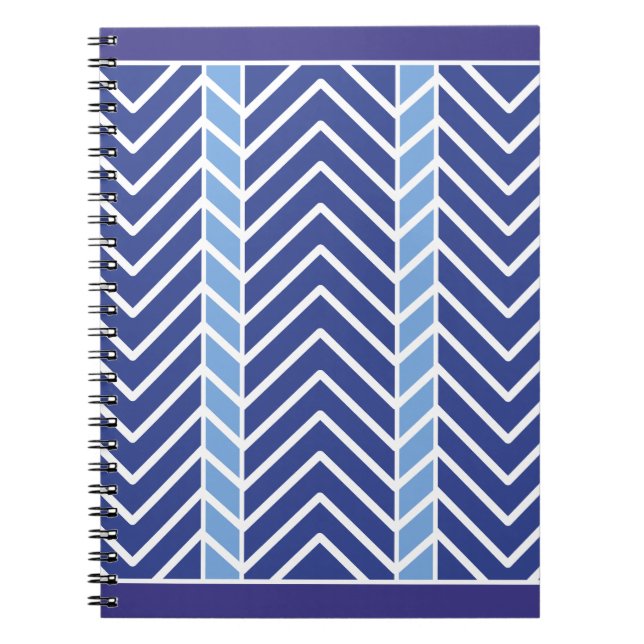 Caderno Espiral Chevron - Padrão Azul (Frente)