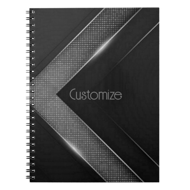 Caderno Espiral Chevron Preto E Cinza (Frente)