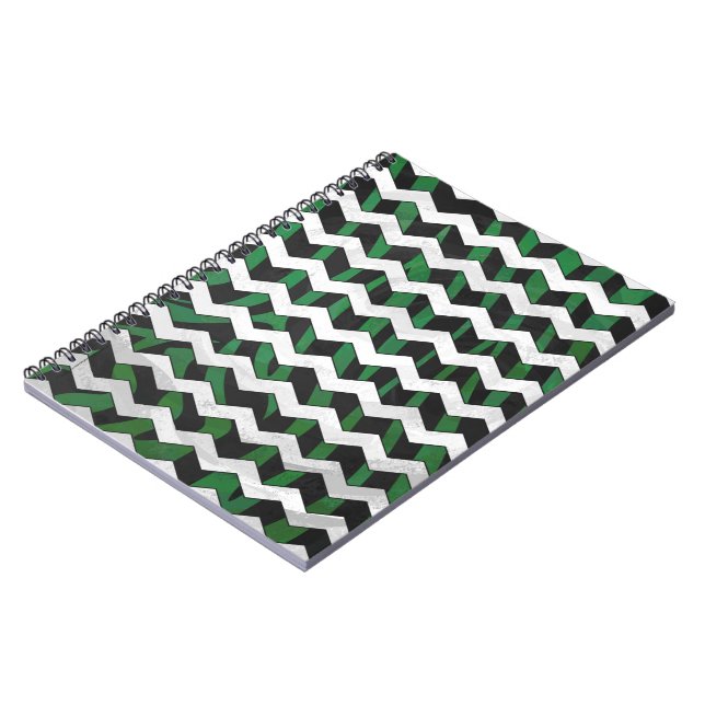 Caderno Espiral Chevron Zebra Black e Green Impressão (Left Side)