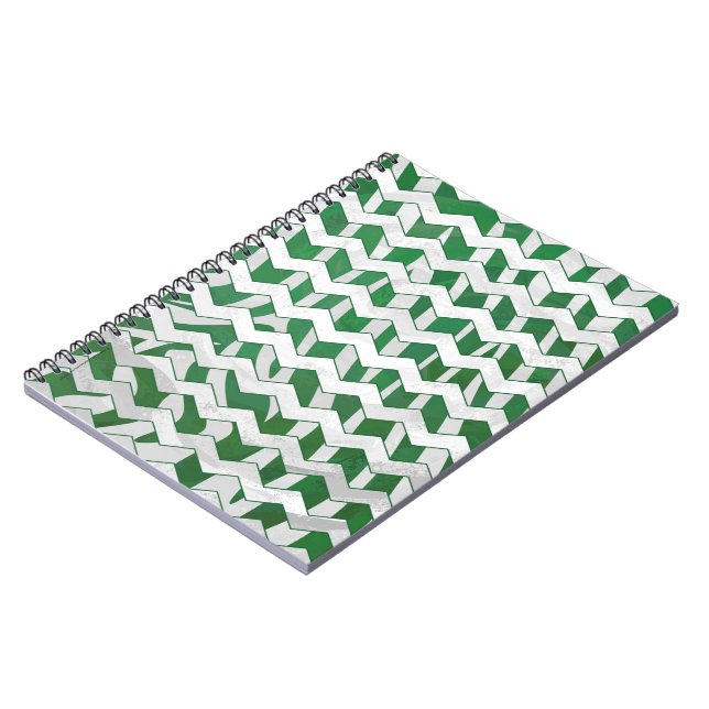 Caderno Espiral Chevron Zebra Green e White Impressão (Left Side)