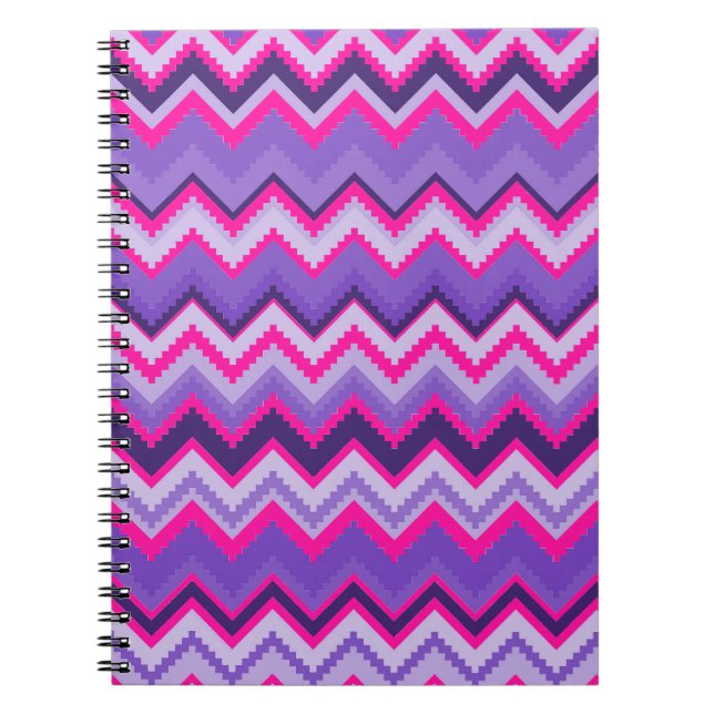 Caderno Espiral Chevron Zig Zags - Tribal Púrpura a Negrito (Frente)