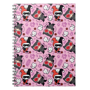 Caderno Espiral Chibi CatWomen, Harley Quinn, & Kittens Padrão