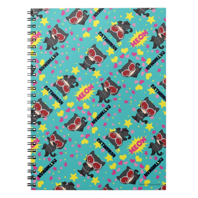 Caderno Espiral Chibi CatWomen Pattern (Frente)