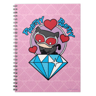 Caderno Espiral Chibi CatWomen Sentada Em Alto Diamante