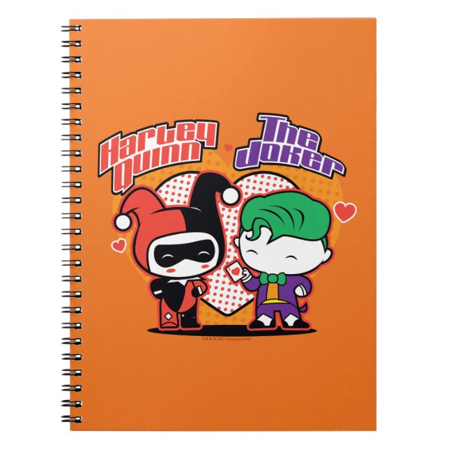 Caderno Espiral Chibi Harley Quinn & Chibi Joker Hearts (Frente)