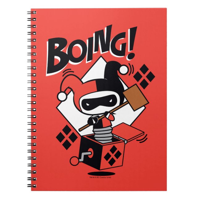 Caderno Espiral Chibi Harley-Quinn-In-A-Box Com Martelo (Frente)