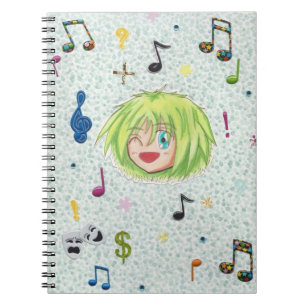 Caderno Espiral Chibi Izumi com fundo da colagem