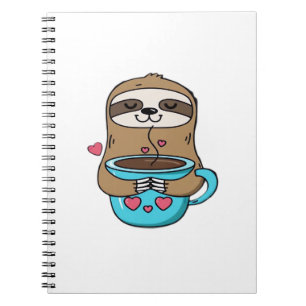 Caderno Espiral Chibi Preguiça Amante de Café � Preguiça Kawaii Fo