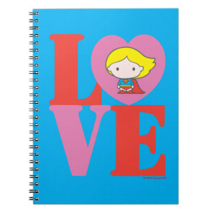 Caderno Espiral Chibi, super garota, amor