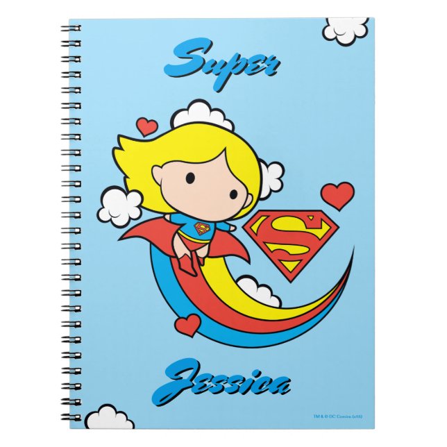 Caderno Espiral Chibi Supergirl Flying Rainbow (Frente)