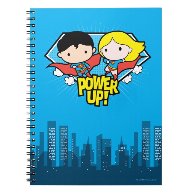 Caderno Espiral Chibi Superman e Chibi Supergirl Ligam! (Frente)