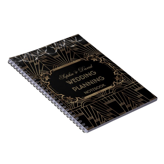 Caderno Espiral Chic Black Dourado Excelente Gatsby 20s Planner de (Lado Direito)