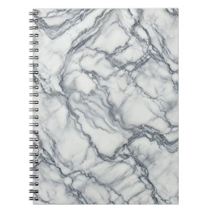 Caderno Espiral Chic Cinza e Branco com Aparência de Mármore Glamo