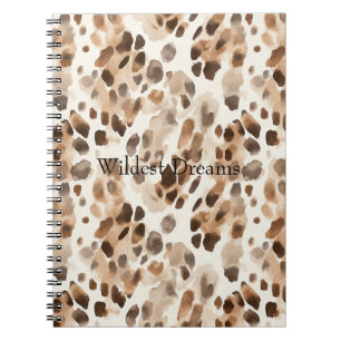 Caderno Espiral Chic Cream Brown Leopardo Impressão Animal