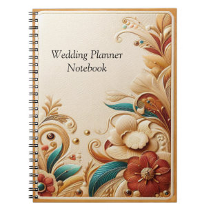 Caderno Espiral Chic, Cremes Elegantes e textura de flores de cour