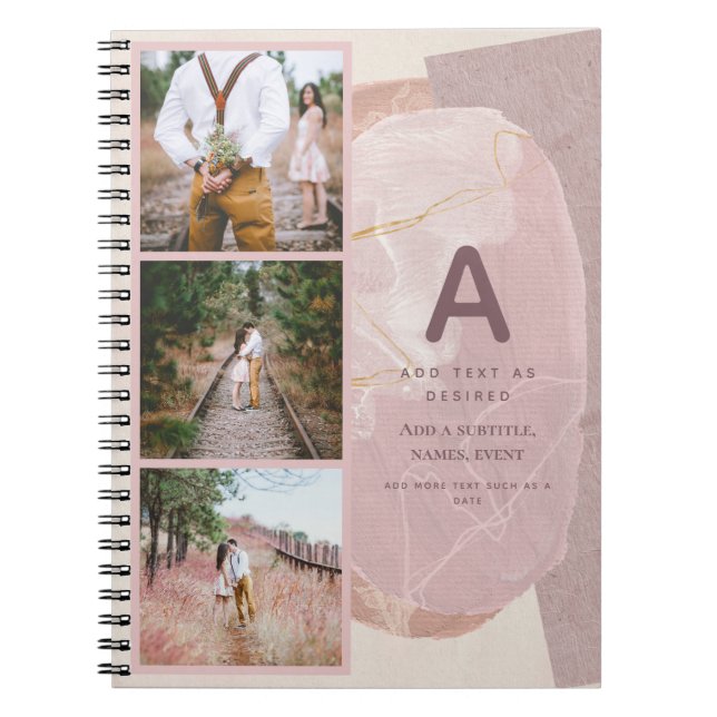 Caderno Espiral Chic de Abstrato Blush Personalizado para Presente (Frente)