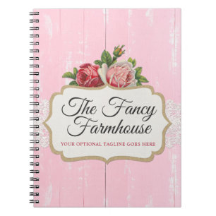 Caderno Espiral Chic Despojado Rustico Madeira Rosas Florais Antig