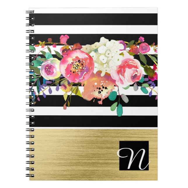 Caderno Espiral Chic Dourado Branco Branco Branco Moderno Brilhant (Frente)