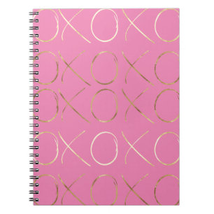 Caderno Espiral Chic Dourado Rosa Girassol XOXO
