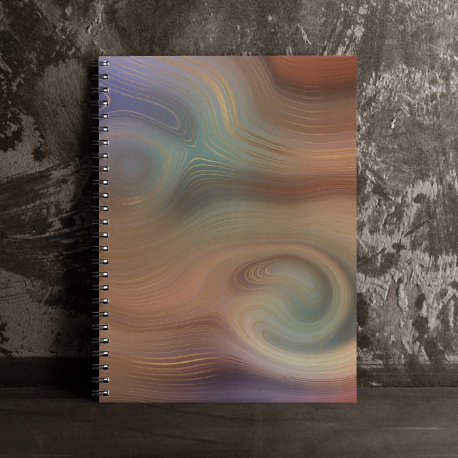 Caderno Espiral Chic Earthy Strata | Agato natural de pedra de cob (Criador carregado)