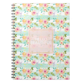 Caderno Espiral Chic Floral Mint Stripes