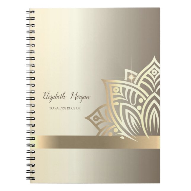 Caderno Espiral Chic Gold Lotus Flower Yoga  (Frente)