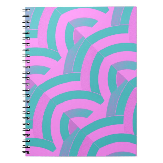 Caderno Espiral chic modern stylish pink/green chevrons (Frente)