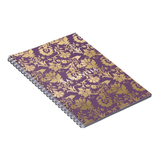 Caderno Espiral Chic Purple Dourado Floral (Lado Direito)