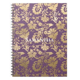 Caderno Espiral Chic Purple Dourado Floral