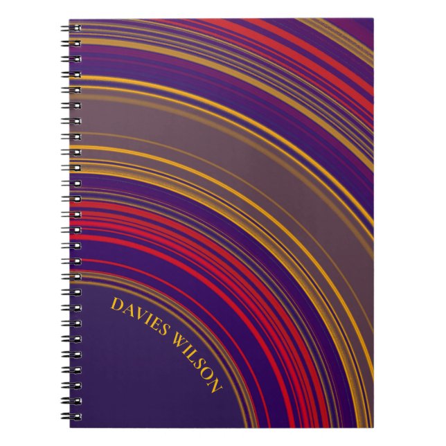 Caderno Espiral Chic purple geometric pattern monogram name (Frente)