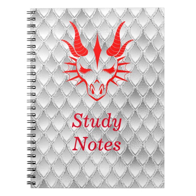Caderno Espiral Chic Red Dragon Head & White Dragon Scales (Frente)