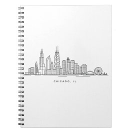 Caderno Espiral Chicago IL Cityscape Illustration