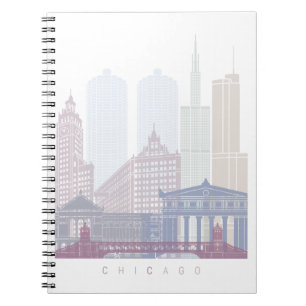 CADERNO ESPIRAL CHICAGO SKYLINE POSTER PASTEL