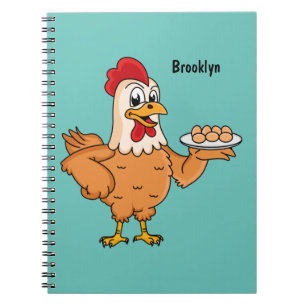 Caderno Espiral Chicken with eggs on plate cartoon
