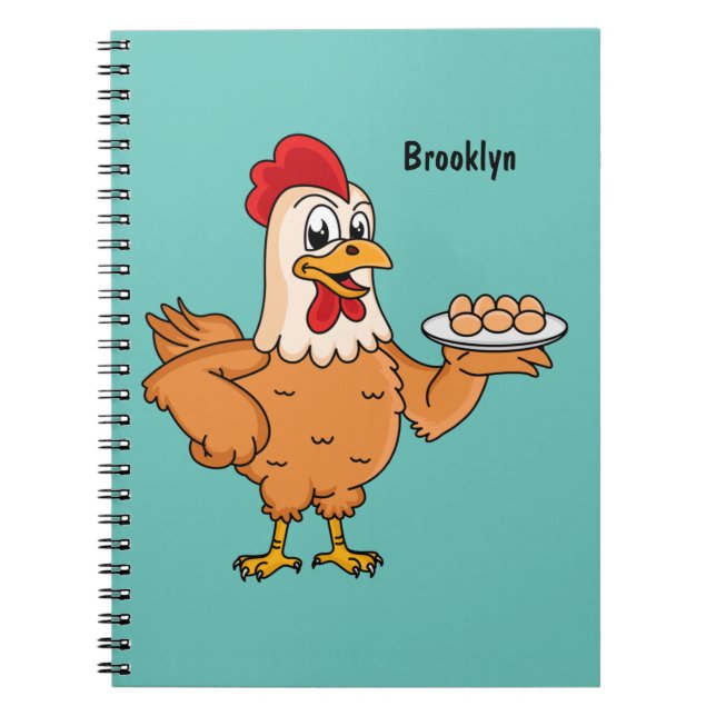 Caderno Espiral Chicken with eggs on plate cartoon (Frente)