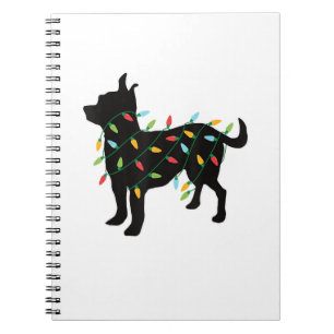 Caderno Espiral Chihuahua Christmas Lights Xmas Gift for Dog Lover