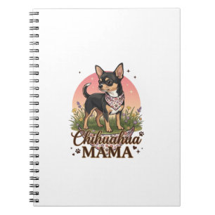 Caderno Espiral Chihuahua Mama Cachorro Bandana Floral Rosa_1
