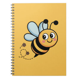 Caderno Espiral Child-Friendly Bee Mascot with Dotted Trail