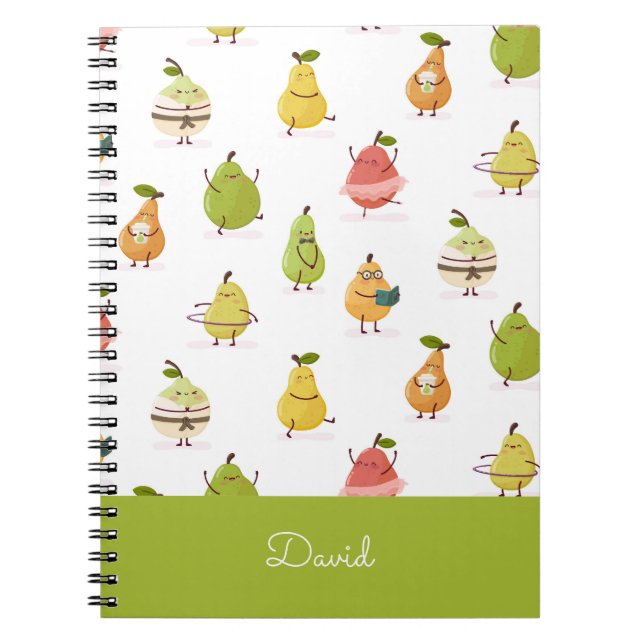 Caderno Espiral Children's pattern of fun pears (Frente)