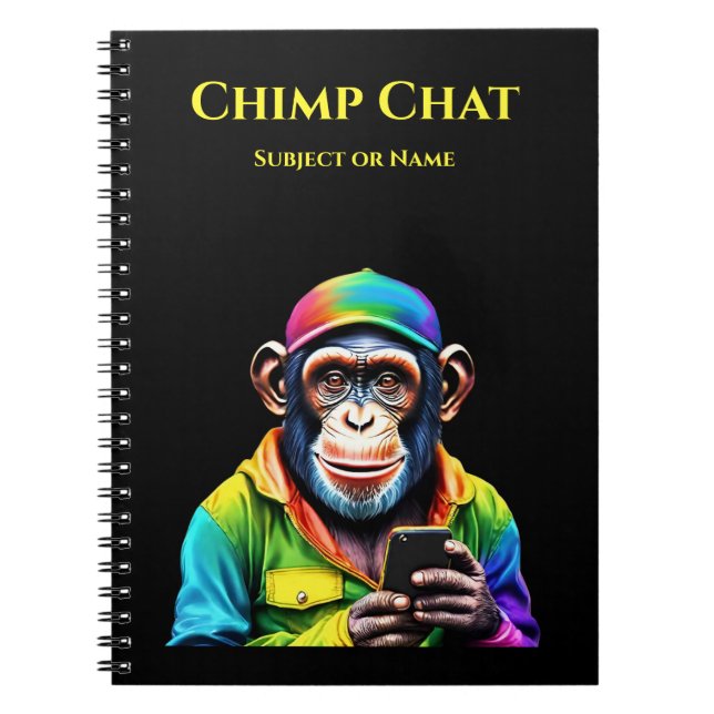 Caderno Espiral Chimp Chat-Chimpanzé com Telefone (Frente)