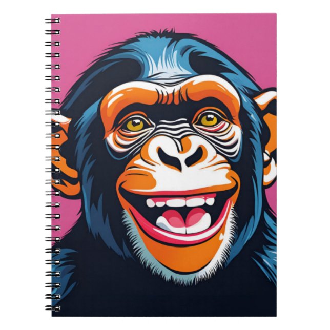 Caderno Espiral Chimpanzé Engraçado e Louco (Frente)
