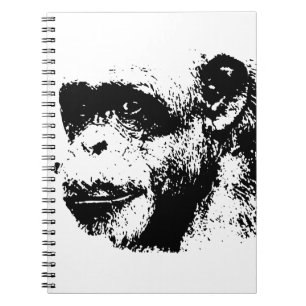 Caderno Espiral Chimpanzé Preto e Branco Pop Art