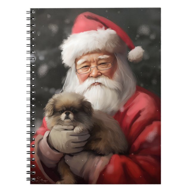 Caderno Espiral Chin Japonês com Papai Noel Natal Festivo (Frente)