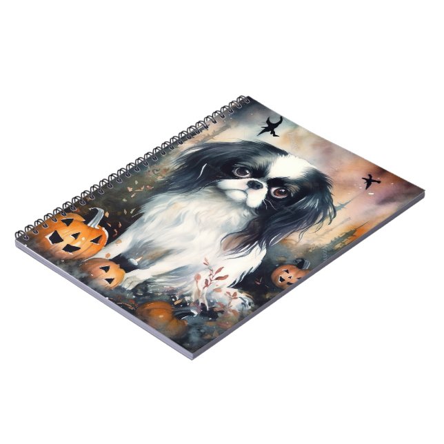Caderno Espiral Chin Japonês Halloween Com Pumpkins Assustado (Left Side)