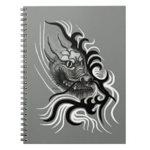 Caderno Espiral China-Dragão no Estilo de Tatuagem