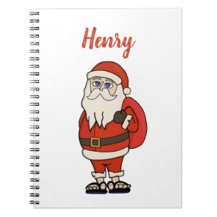 Caderno Espiral Chinelos de Natal do Papai Noel Personalizado