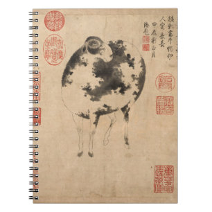Caderno Espiral Chinês - Pintura Ram Goat Ano Lunar Zodiac SN