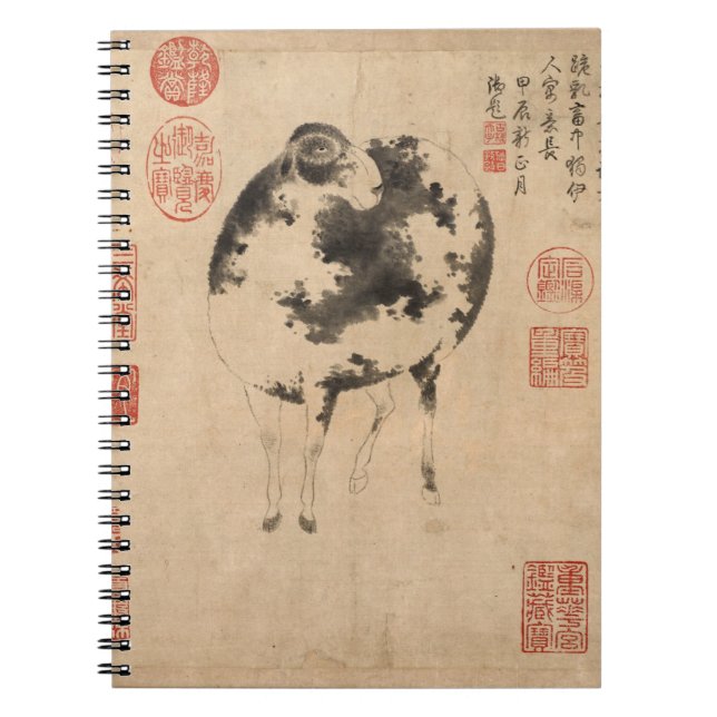Caderno Espiral Chinês - Pintura Ram Goat Ano Lunar Zodiac SN (Frente)